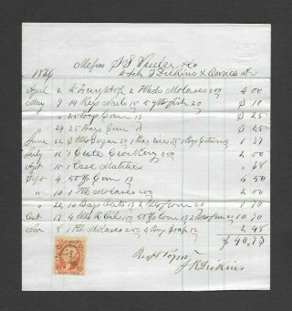 U.  S.  1866 Receipt For Various Goods With One Revenue Stamp Affixed