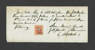 U.  S.  1868 Receipt For Payment Received With One Revenue Stamp Affixed
