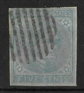 Confederate States 1862 Sc 6 5c Pale Grey Blue