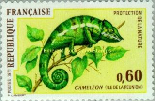 Ebs France 1971 Conservation: Panther Chameleon Caméléon De Réunion Yt1692 Mnh