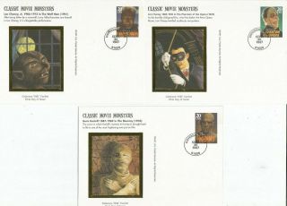 3 Classic Movie Monsters Picture Postal Card Fdc 