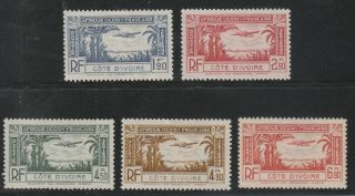 Ivory Coast - French Colonial - Complete Set Of 5 Old Stamps Mh (coti 963)