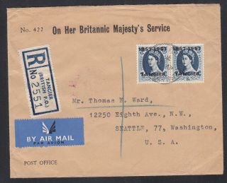 Tangier（british P.  O. ) 1957　registered Air Mail Cover To Usa Sc 608 (2)