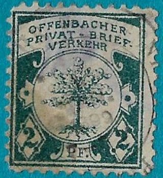 , 1893 Offenbach Hesse German States Tree Baum 2pf Local Private Post