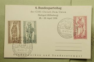 Dr Who 1956 Germany Stuttgart Special Cancel 132 133 134 Postcard E45051