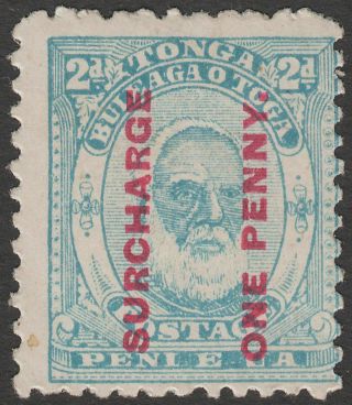 Tonga 1895 King George I 1d On 2d Pale Blue Surcharge Sg25 Cat £50