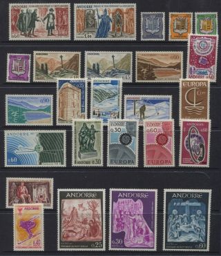 Andorra French Administration 1964 - 1967 Sc 159 - 181 Complete Mlh $98.  25