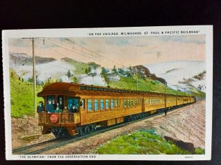 Postcard Olympic Train Pacific Railroad Gallatin Gateway Cancel Postmark 1930