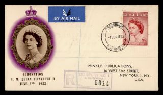 Dr Who 1953 Southern Rhodesia Qe Ii Coronation Fdc Registered C134236