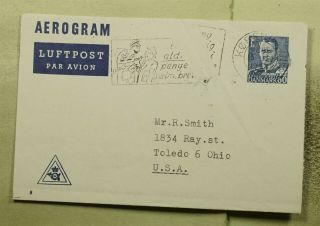 Dr Who 1954 Denmark Copenhagen To Usa Aerogramme Stationery C125728