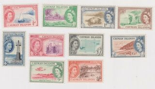 (k164 - 29) 1953 Cayman Islands Part Set Of 10stamps 1/4d To 1/ - Mh (ad)