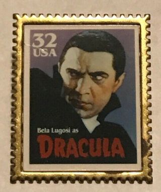 Collectible Dracula Bela Lugosi 1996 32 Cent Enamel Stamp Pinback Made In U.  S.  A.