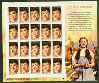 Us Scott 4077 Judy Garland Legends Of Hollywood 2005 Mnh Sheet Of 20 39c Stamps
