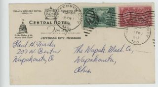 Mr Fancy Cancel Central Hotel Jefferson City Mo 1946 Cvr 2455