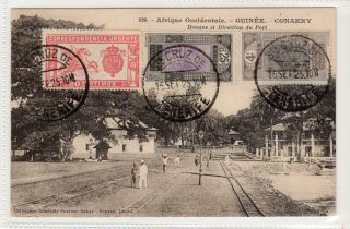 French Guinee: 1925 Mixed Franking Postcard With Tenerife Postmarks (c38755)