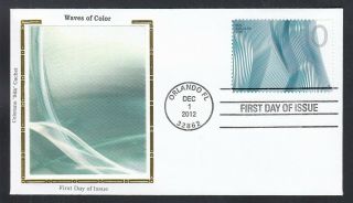 Us First Day Cover 2012 Waves Of Color $10 Colorano Silk Cachet