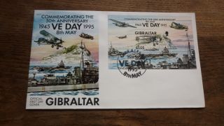Gibraltar Stamp Issue Fdc,  1995 50th Anniv Of Ve Day Minisheet