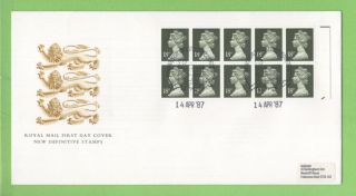 G.  B.  1987 (apr) £1.  80 10 X18 Acp Booklet Pane Royal Mail First Day Cover Windsor