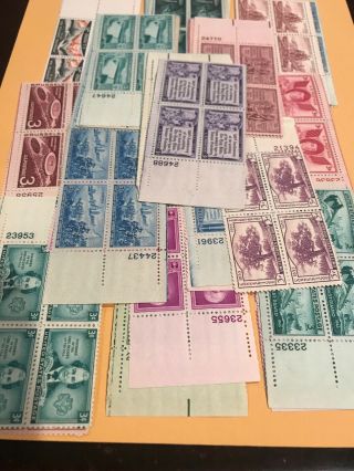 100 3 Cents Us Plate Blocks.  Total Face Value $12.