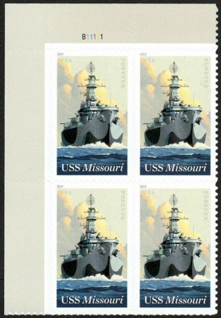 Usa Sc.  5392 (55c) Uss Missouri 2019 Mnh Plate Block