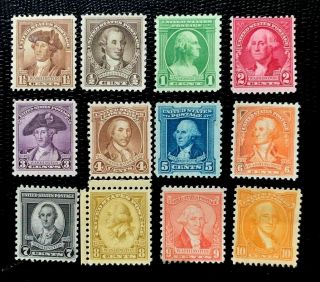 1932 Us Stamp Sc 704 - 715 George Washington Bicentennial Complete Set