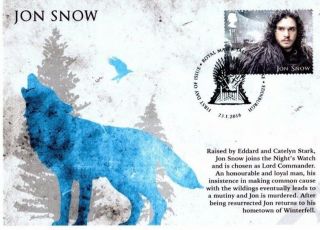 Jon Snow Game Of Thrones Royal Mail Stamp Card Franked Postcard