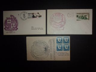 3 Us Event Stamp Covers Operation Deep Freeze Uss Seadragon Polar Transit 1986