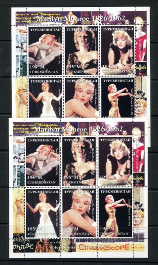 Turkmenistan Marilyn Monroe Movies Cinema Mini Sheet Mnh X 2 Dab 683