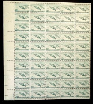 Us 1956 Sc 1079 King Salmon,  Wildlife Conservation 3c Stamp Sheet Mnh