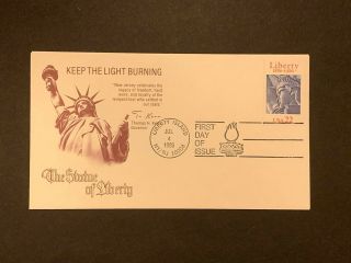 1986 First Day Of Issue Liberty 22 Cent Stamp With Us Post Office History