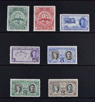 Turks & Caicos,  Kgvi,  1948,  Full Set Of 7 Stamps To 10s.  Value,  Mm,  Cat £14.
