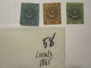 3x Antique Turkey Ottoman Stamps: Locals 1865 Mich 1a - Iiia Liannos Constaninople