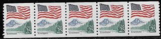 Scott 2280 Us Stamp 1988 25c Flag Over Yosemite P11 Pnc Coil Strip Of 5
