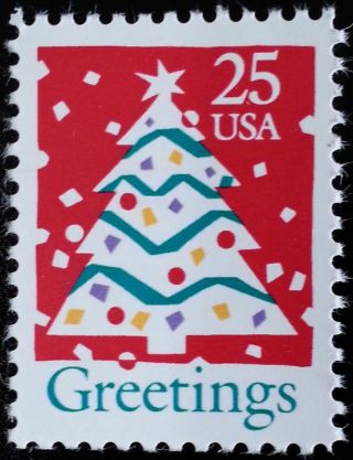 1990 25c Christmas Tree Scott 2515 F/vf Nh