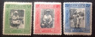 Jamaica 1923 Child Welfare Set Of 3 Stamps Hinged