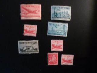 United States Scott C32 - C39,  A Set Of 8 Airmail Stamps From 1946 - 1949