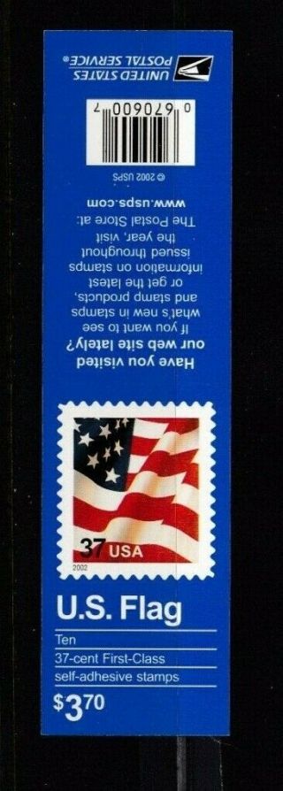 US Booklet,  Scott 3634a,  U.  S.  Flag 2