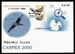 Dr Who 2000 Norfolk Islands Canpex Petrel Bird S/s Fdc Lc130421