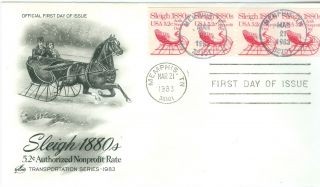 Bargains Galore Us 1900 5.  2c Sleigh 4 Stamps Artcraft Unaddressed Fdc