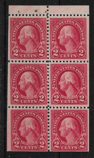 Scott 554c Us Stamps Washington 2 Cent Pane Of 6 Nh