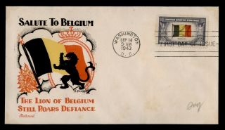 Dr Who 1943 Fdc Overrun Nations Belgium Knapp Wwii Patriotic Cachet E51090