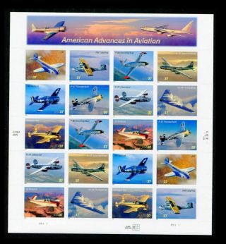 American Advances In Aviation 37c Sc 3916 - 25 Usps Sheet 20 Stamps Mnh
