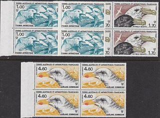 French Antarctic Taaf 1986 Birds Set In Blocks Of 4 Mnh. . .  5689
