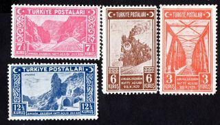 Turkey 1939 Set Of Stamps Mi 1059 - 1062 Mh Cv=30€