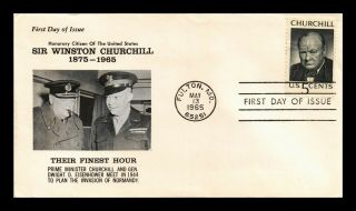 Dr Jim Stamps Us Sir Winston Churchill Eisenhower First Day Cover Scott 1264