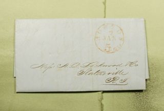 Dr Who 1849 Boston Ma Stampless F/l Paid 5c To Statenville Ri E51217