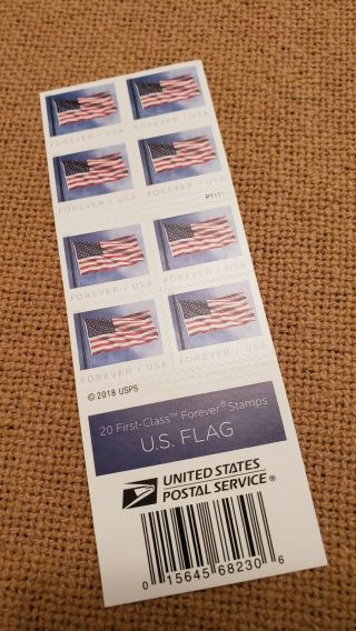 $8.  99 For 20 Us Flag Forever Stamps Ships (save $2.  00 Each)