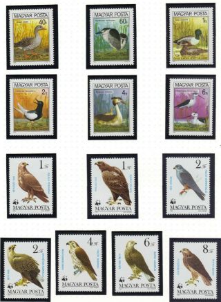 Stamps Birds Hungary Magyar Posta 2 Sets 1980 / 1983 Wwf Mnh Ref 1157 830