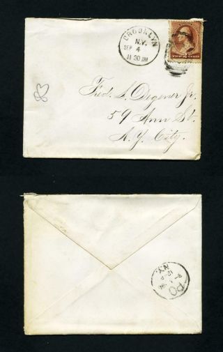 Cover From Brooklyn,  Ny To York,  Ny With Love Letter Inside Dated 9 - 4 - 1886