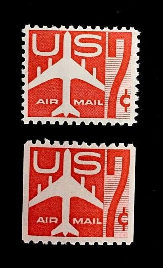 Us Stamps,  Scott C60 7c & C61 7c Horiz Coil Single 1960 Airmails Xf M/nh